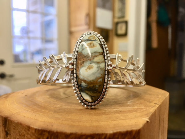 You are the Rainforest - Seven Dwarfs Turquoise & Sterling silver cuff bracelet