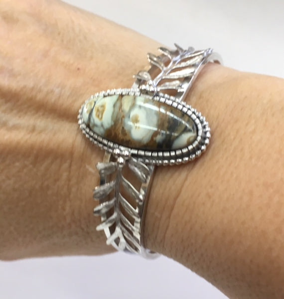 You are the Rainforest - Seven Dwarfs Turquoise & Sterling silver cuff bracelet