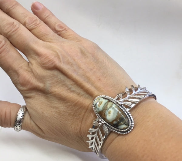 You are the Rainforest - Seven Dwarfs Turquoise & Sterling silver cuff bracelet