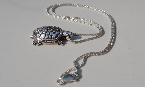 Slow and Steady - Sterling silver tortoise pendant/necklace