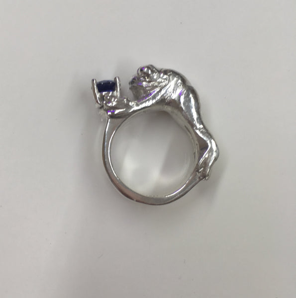Fairytale Romance - Sterling silver frog ring with gemstone