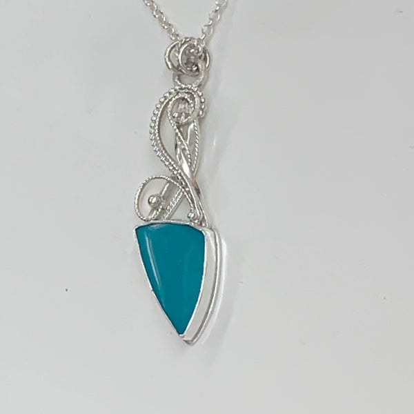 Azure Waltz - Opal pendant or necklace in Sterling silver