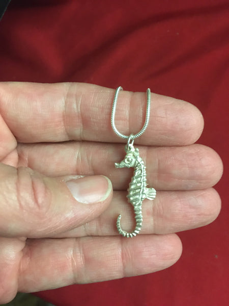 Aqua Equestrian - Sterling silver seahorse necklace