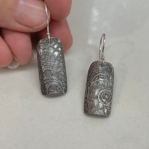 Pewter Collection, Lacy Textured, Pewter Earrings