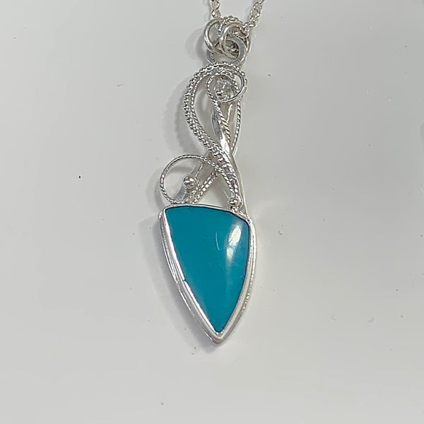 Azure Waltz - Opal pendant or necklace in Sterling silver