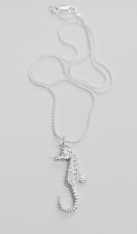 Aqua Equestrian - Sterling silver seahorse necklace