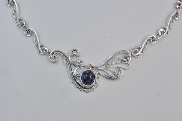 Ballata in Blue - Sapphire & filigree necklace