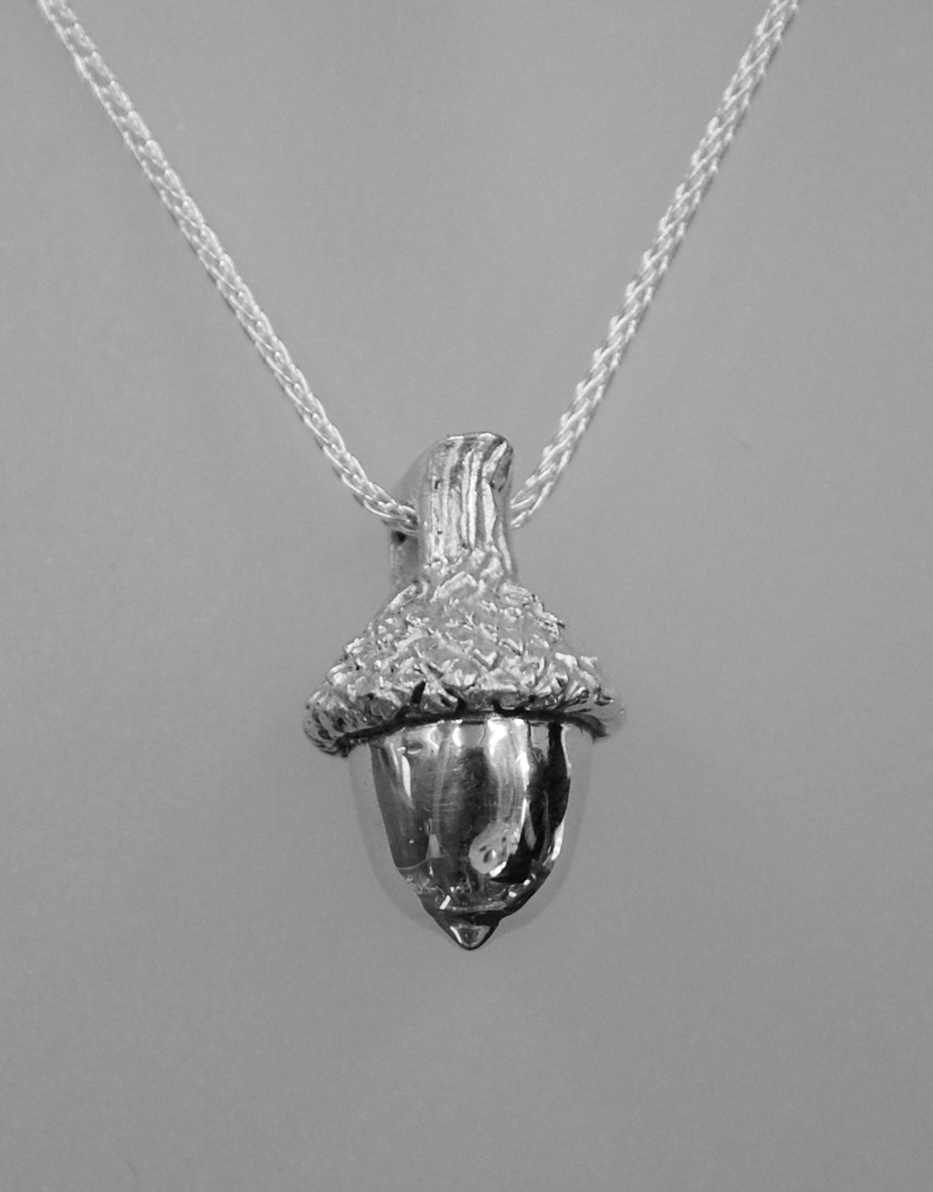 May Contain Nuts - Solid Sterling silver acorn pendant/necklace