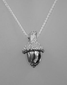 May Contain Nuts - Solid Sterling silver acorn pendant/necklace