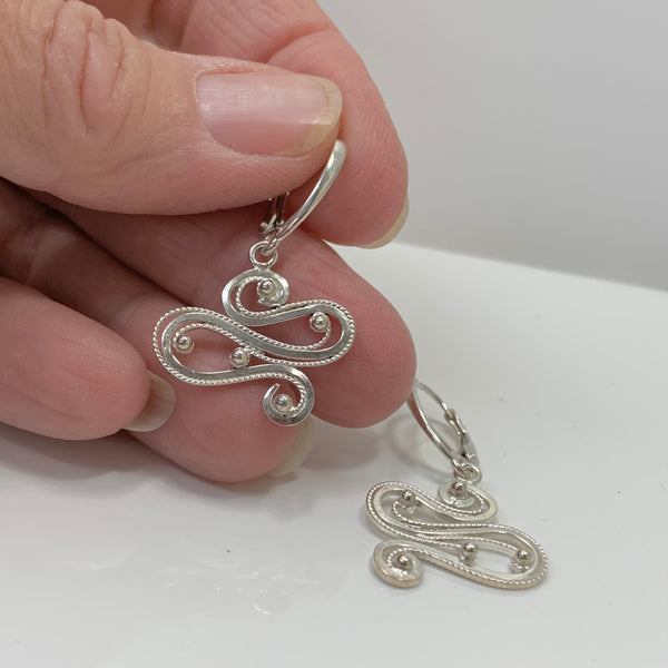 Segue - Sterling silver filigree ear pendants