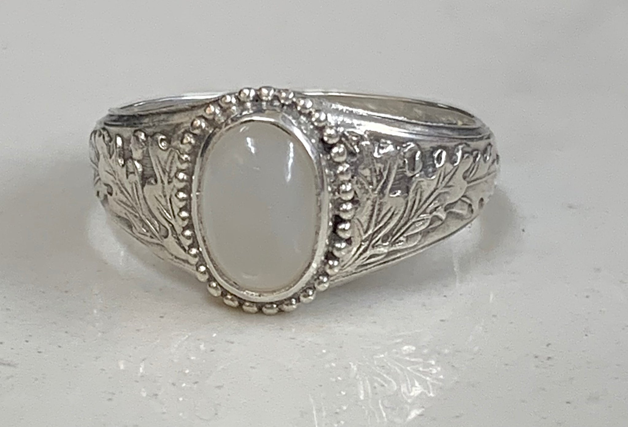 Oak Leaf ring with Moonstone