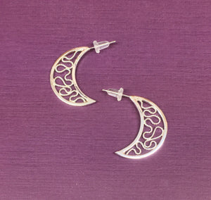 Wiggle Room.  Filigree Half Moon Hoop earrings