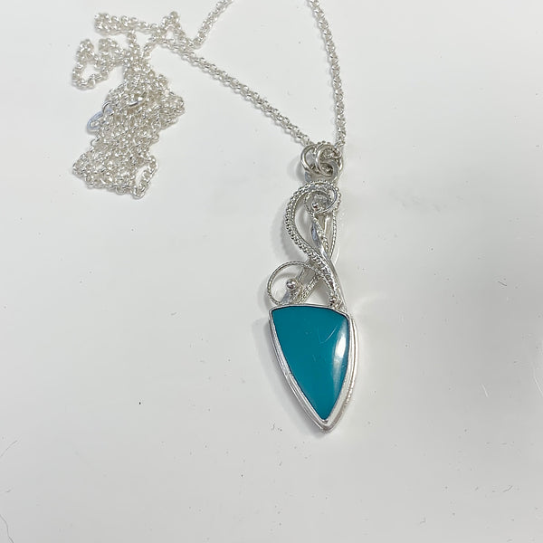 Azure Waltz - Opal pendant or necklace in Sterling silver