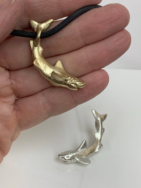 Potential -Shark pendant in Sterling silver or Bronze