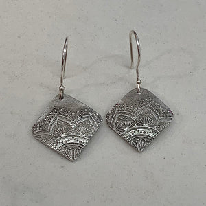Pewter Collection - Mandala square earrings