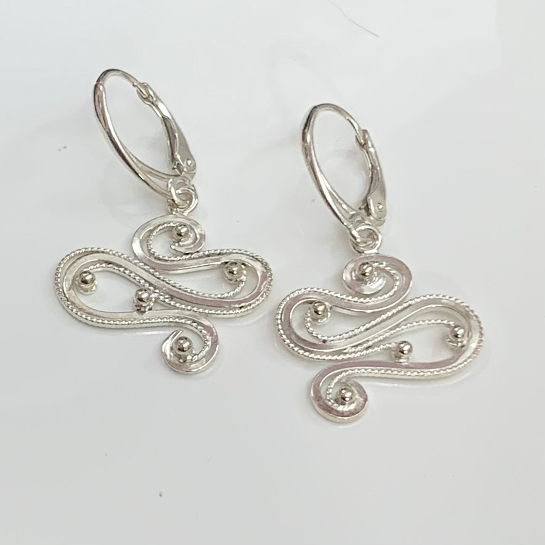 Segue - Sterling silver filigree ear pendants