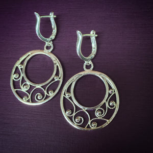 Filigree hoop dangles with lever back posts