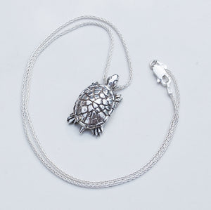 Slow and Steady - Sterling silver tortoise pendant/necklace