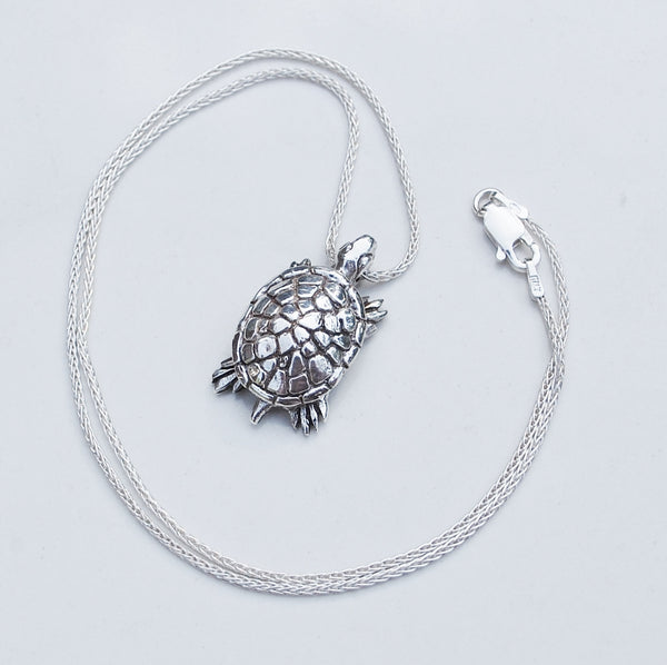 Slow and Steady - Sterling silver tortoise pendant/necklace
