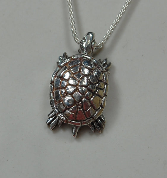 Slow and Steady - Sterling silver tortoise pendant/necklace